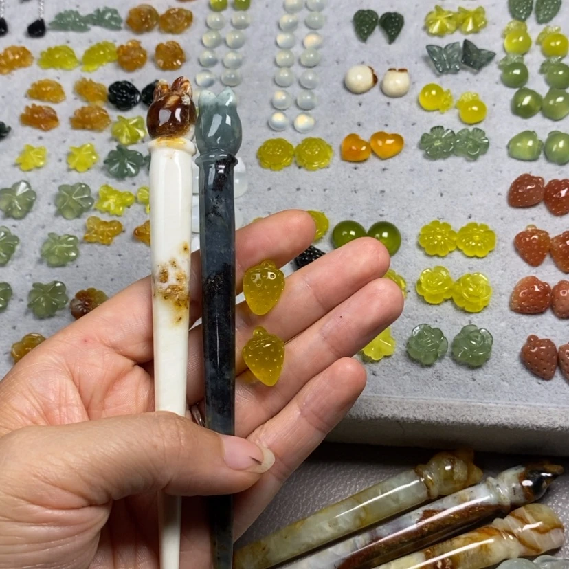 【闪购商品】蛇纹石玉未镶嵌挂件耳饰耳环项链小****喵