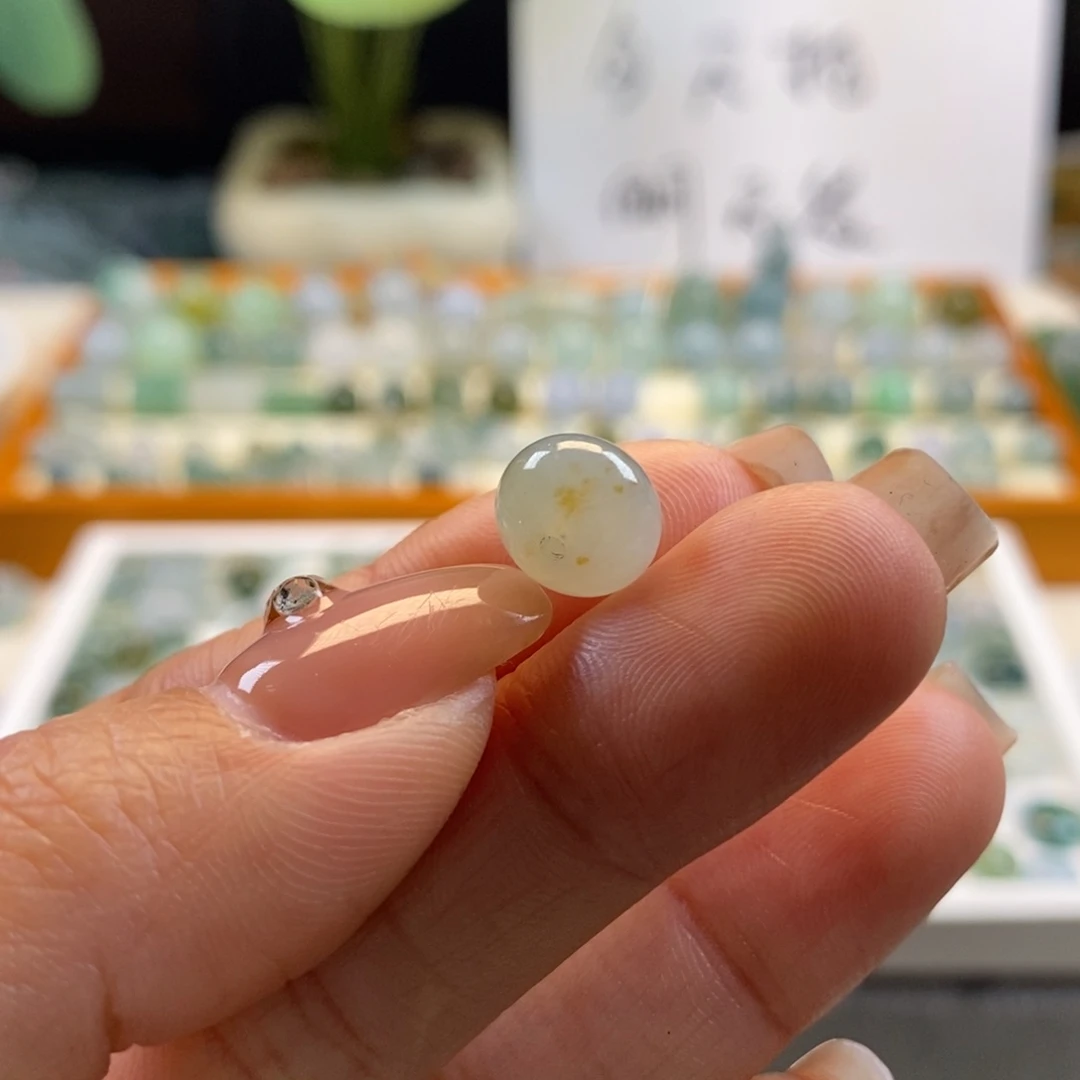 翡翠散珠天然翡翠洒金鼓珠9,5×7.1