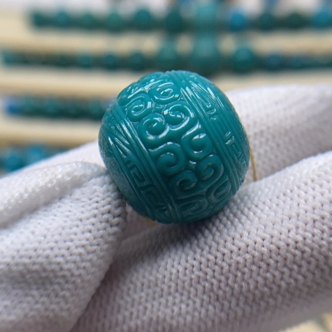 绿松石未镶嵌珠宝奇石回纹圆珠19.6mm