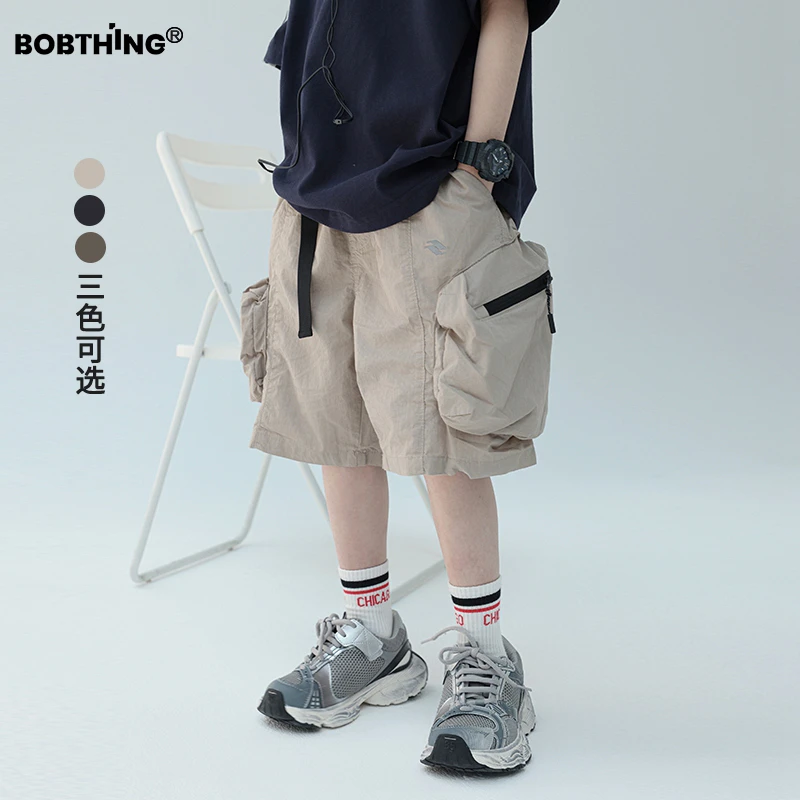 男童夏装2025新款儿童装立体侧口袋织带工装短裤日系韩版五分裤子
