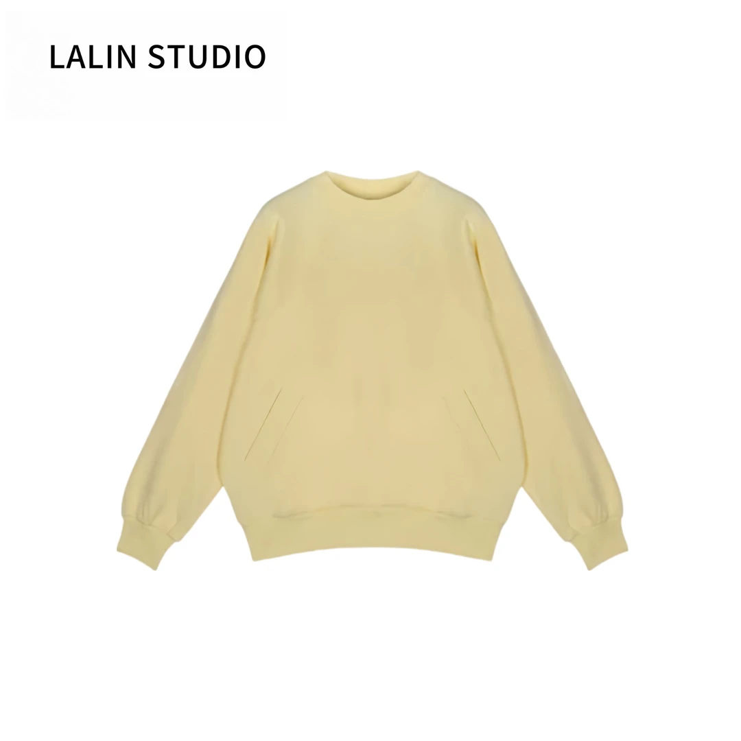 LALIN2024ss 新品加绒宽松百搭休闲圆领卫衣