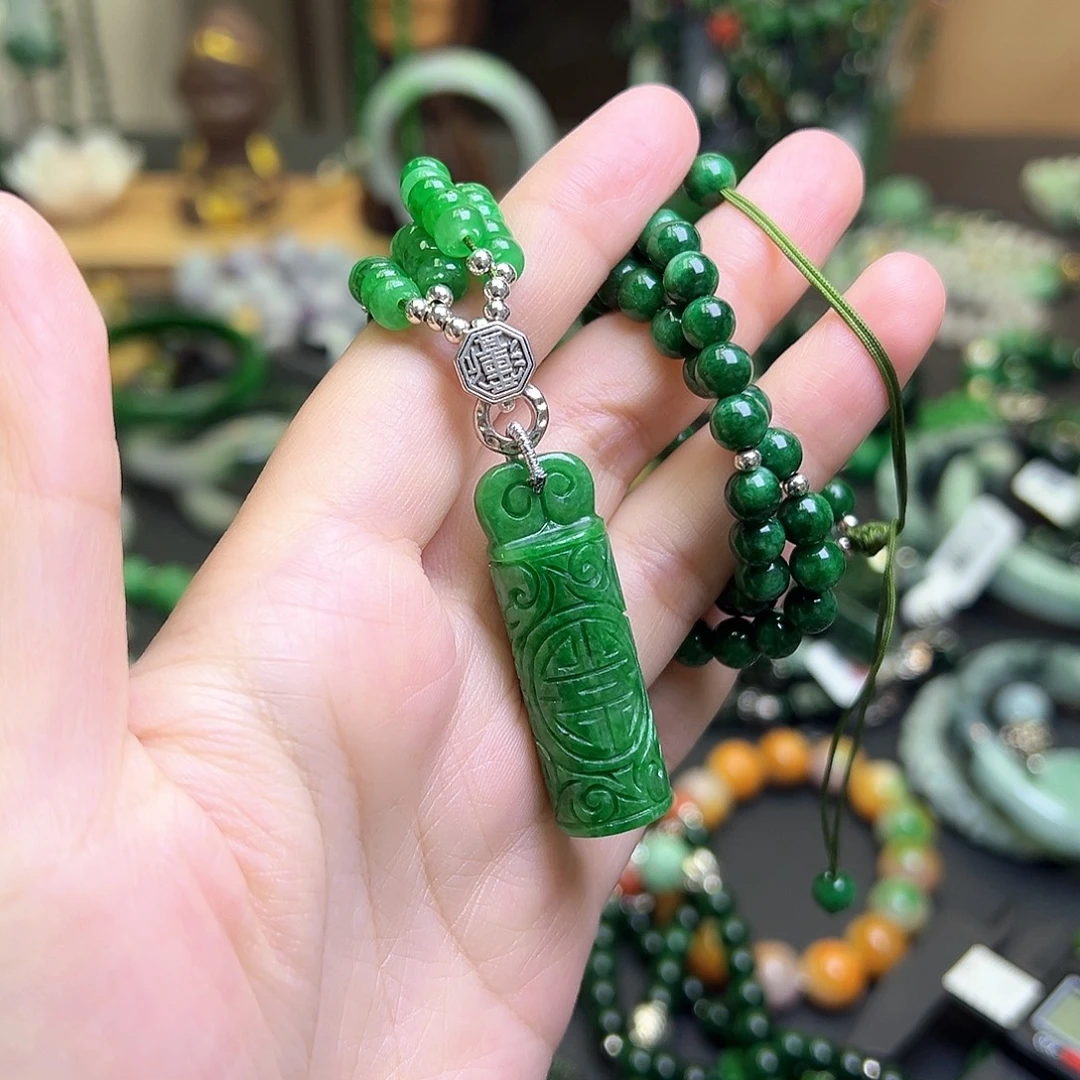 萌***生翡翠未镶嵌手链499