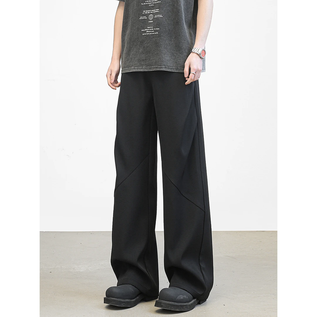 夏季新款美式垂感设计褶皱西裤休闲裤长裤复古宽松百搭