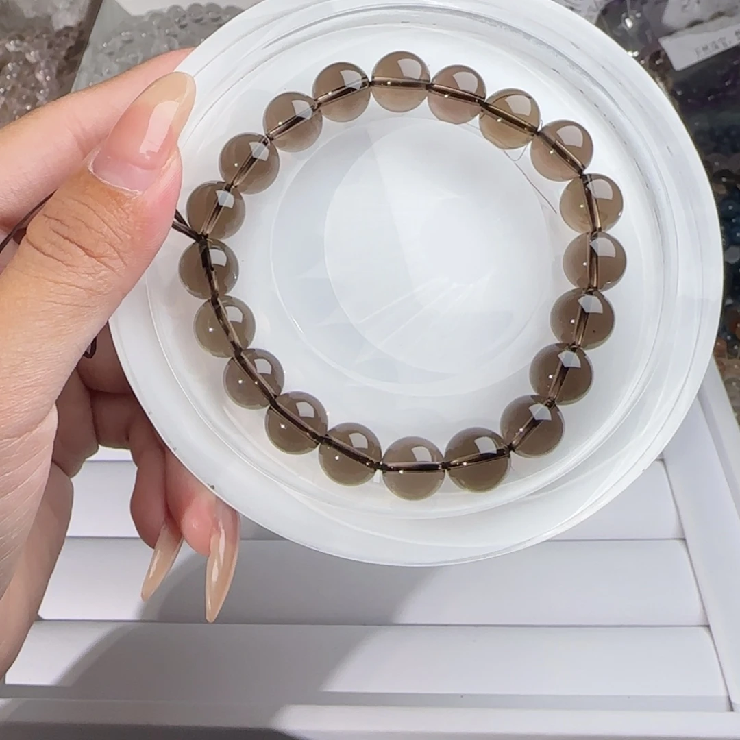 水晶手链未镶嵌大**?茶晶10mm