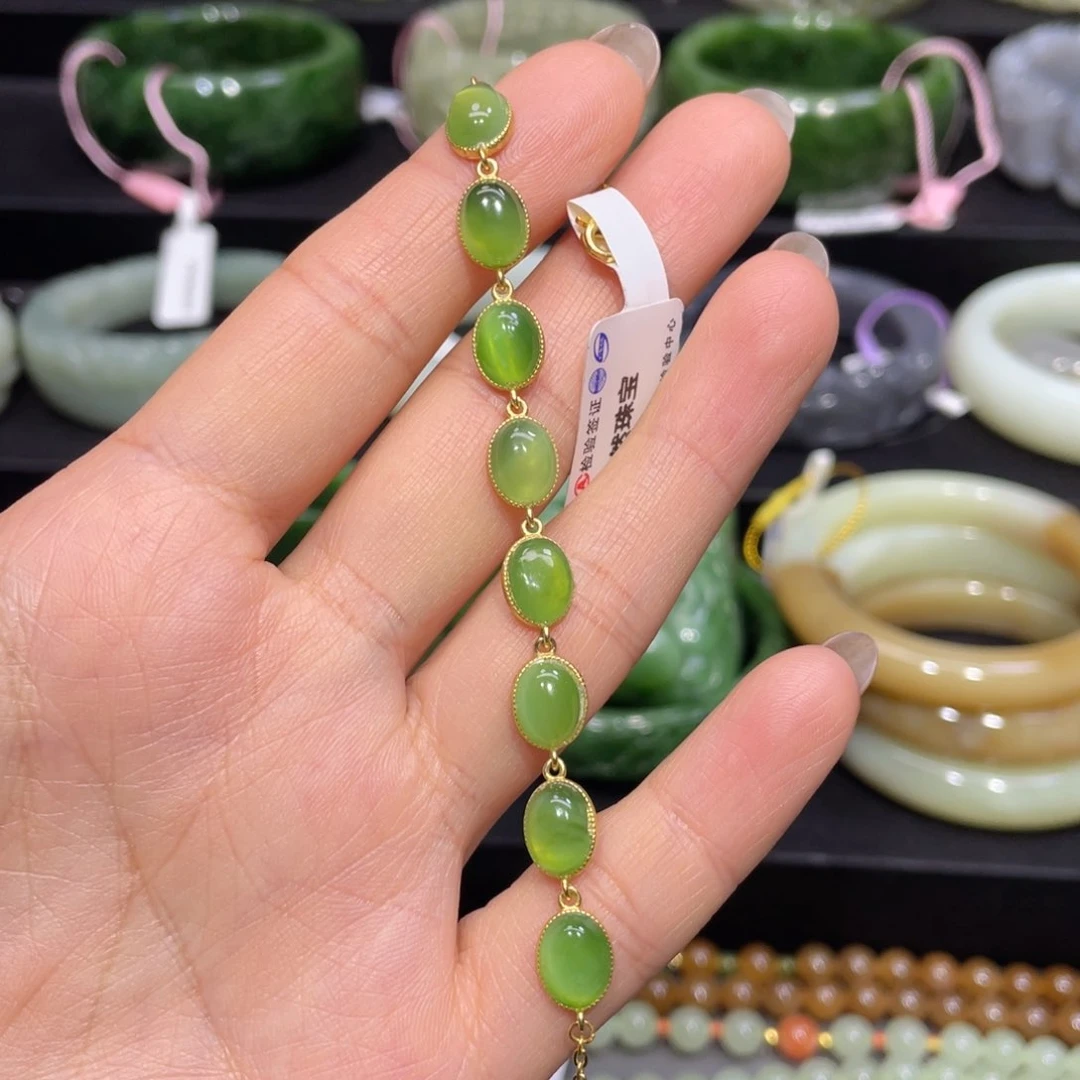 和田玉手链银S925镶嵌