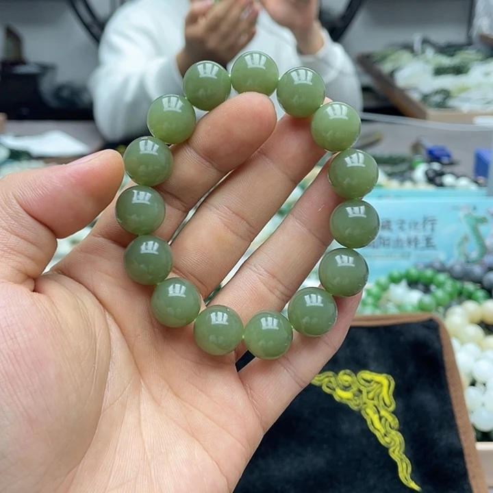 和田玉未镶嵌手串花土沟14