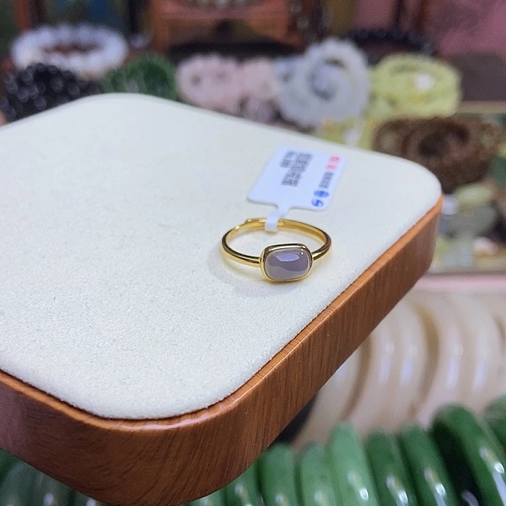 和田玉未镶嵌颈饰烟紫戒指银