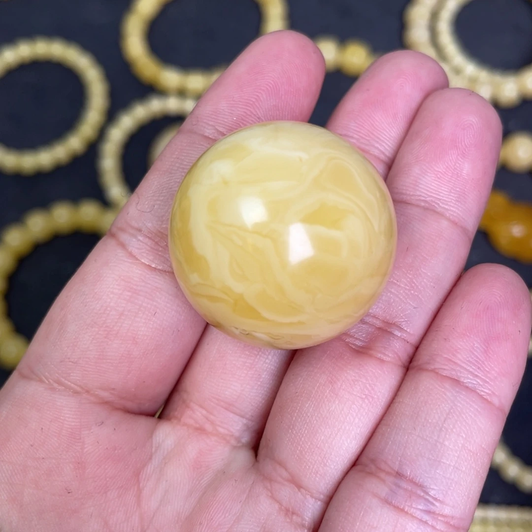 蜜蜡未镶嵌裸石蜜蜡单珠32mm