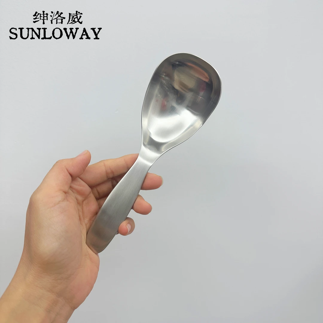 橙姐同款1810不锈钢哑光地主勺平底空心柄家用加厚大头勺喝汤勺