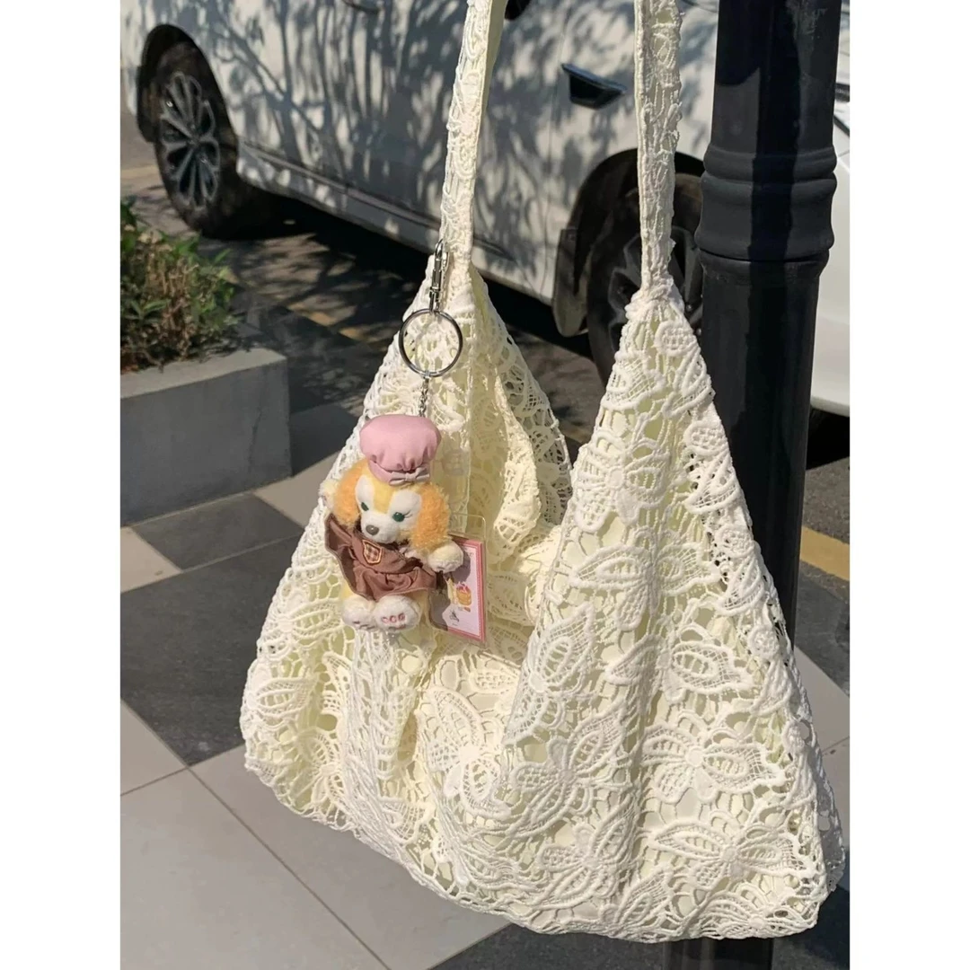 赵露思同款水溶蕾丝托特包夏日温柔仙女大容量单肩田园风手提包TJ