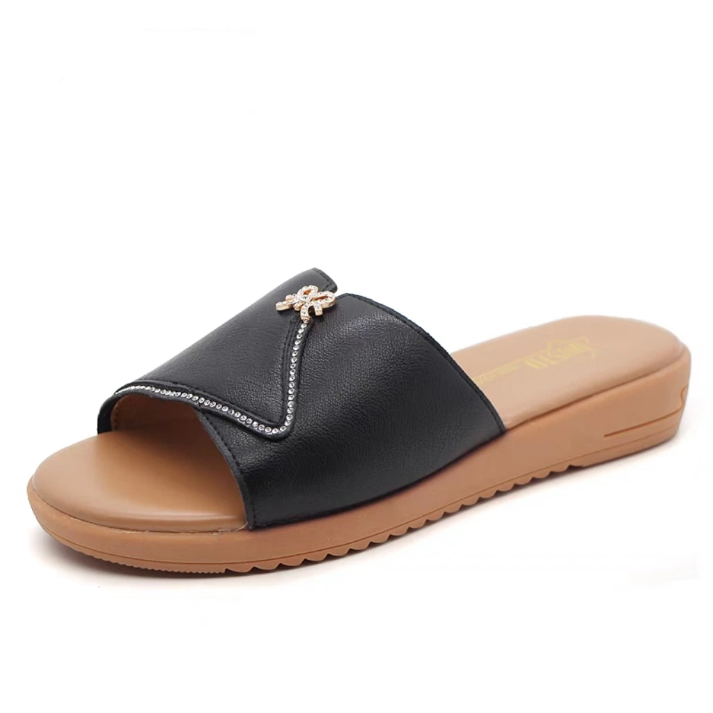 时装拖鞋女鞋夏季新款时尚休闲坡跟低跟圆头套脚凉拖24X1702