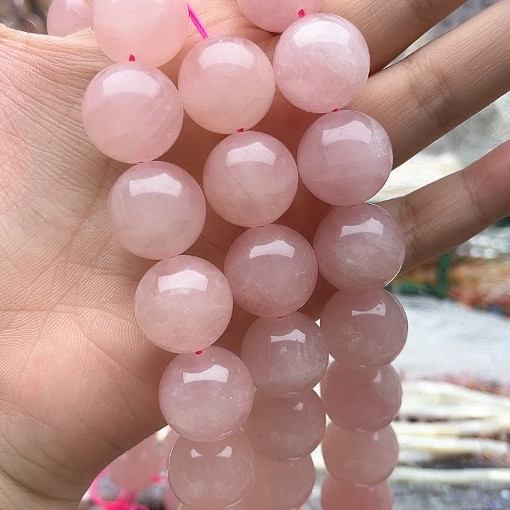 未镶嵌玛瑙/玉髓珠宝半成品一条18mm左右粉晶