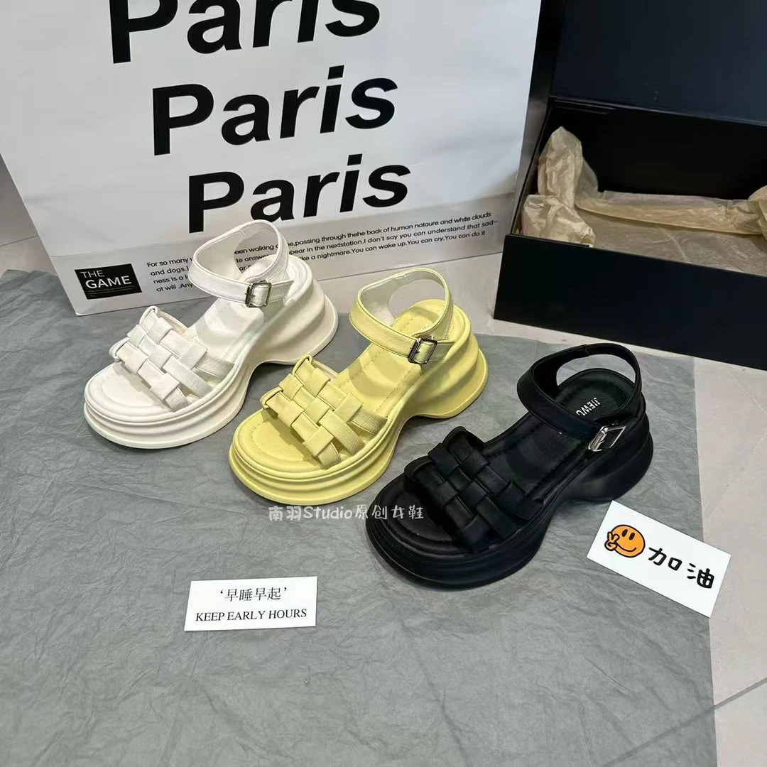 凉鞋女2025新款潮夏季时尚百搭编织小个子沙滩鞋子女休闲罗马凉鞋