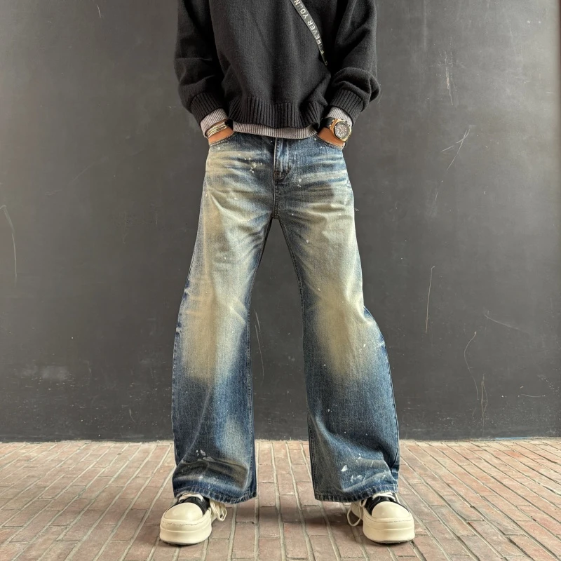 美式复古水洗男士网红牛仔男裤牛仔裤男款直筒宽松裤子男款秋冬款