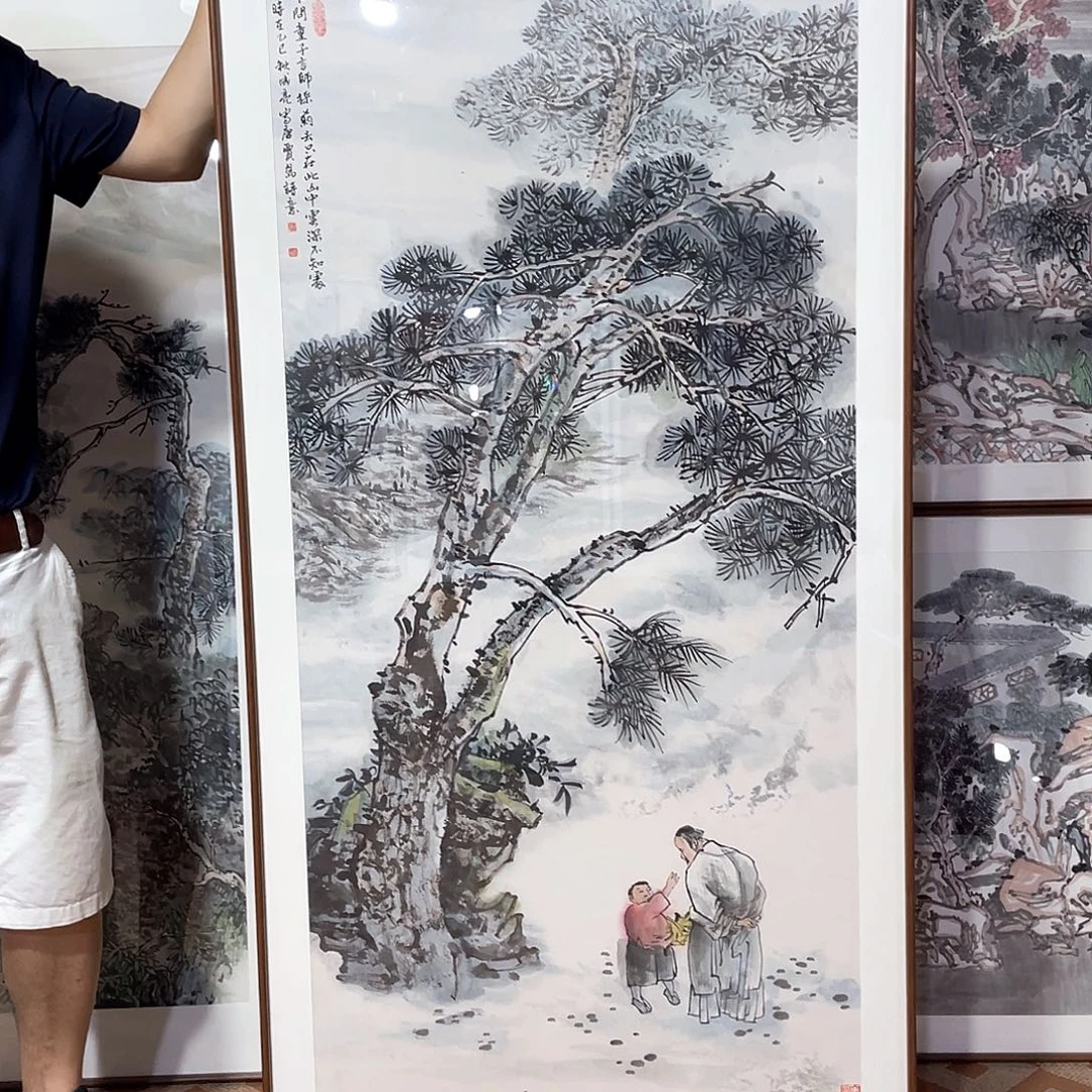 国画手绘画作品带框80/160