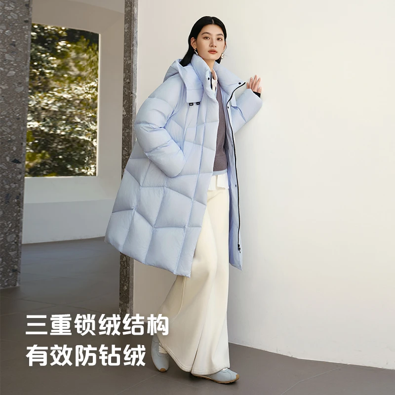 艾莱依女装中长款女连帽可拆卸帽通勤高级感防风云感保暖过膝1113