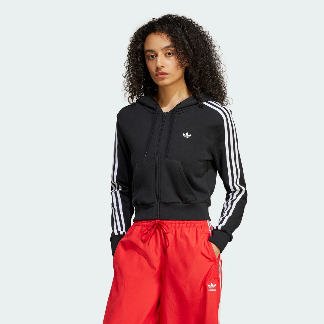adidas/阿迪达斯 女子 短款法式毛圈布运动连帽夹克外套 JX9220