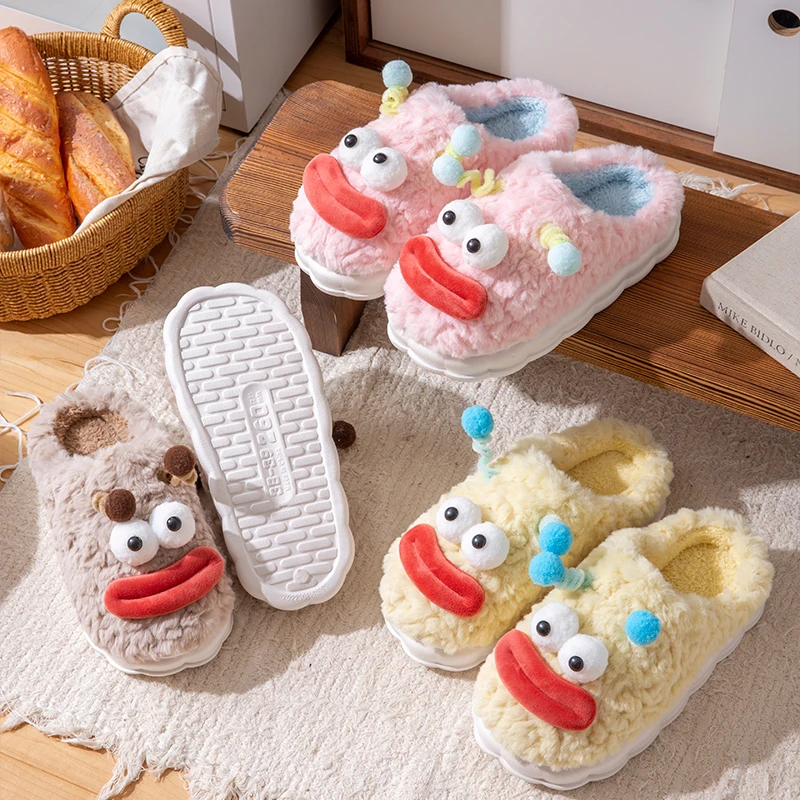搞怪香肠嘴棉拖鞋女士冬季2024新款家居防滑保暖情侣可爱棉拖男款
