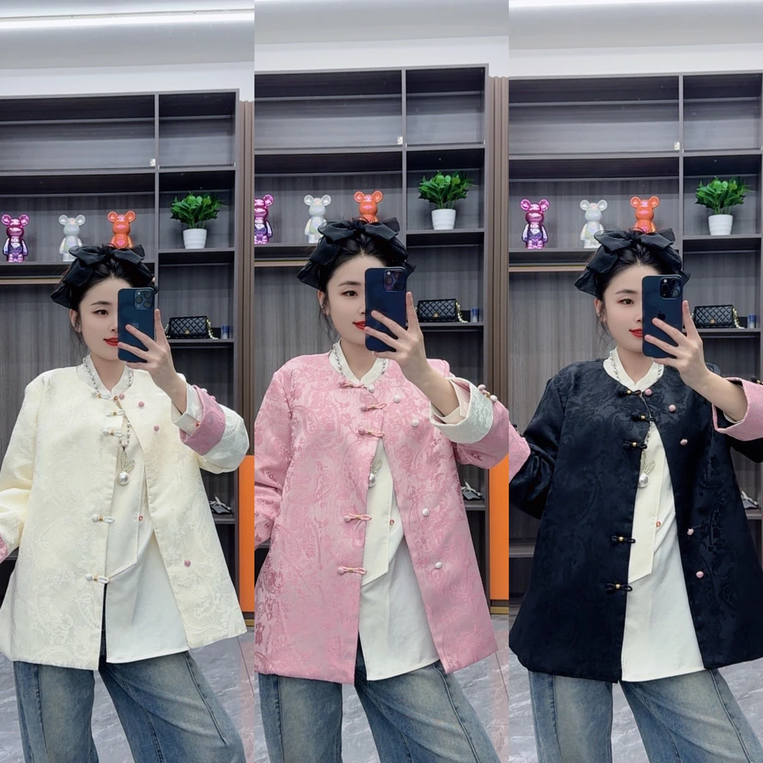 春季新款三色斜襟外套