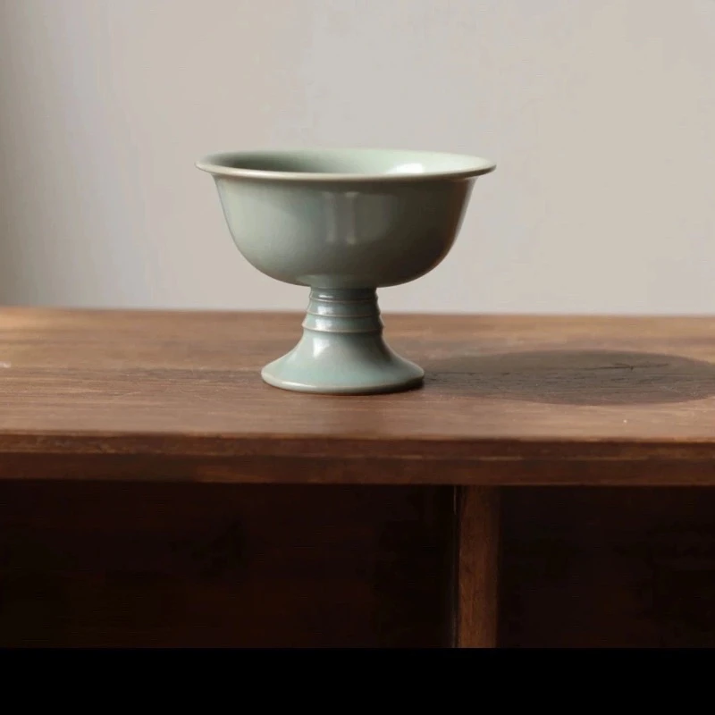 观青窑天青釉高足杯