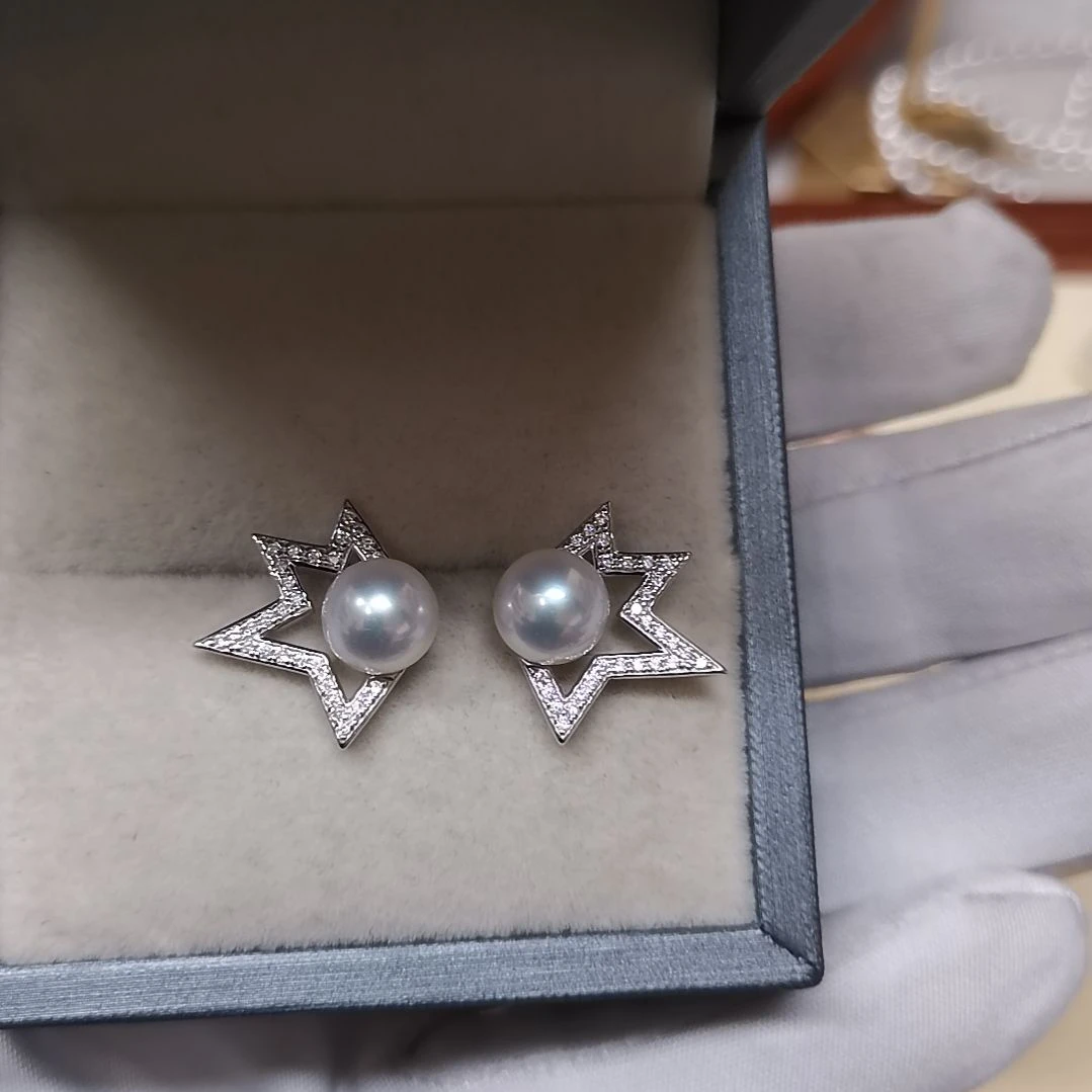 淡水珍珠耳饰银S925镶嵌柠*甜