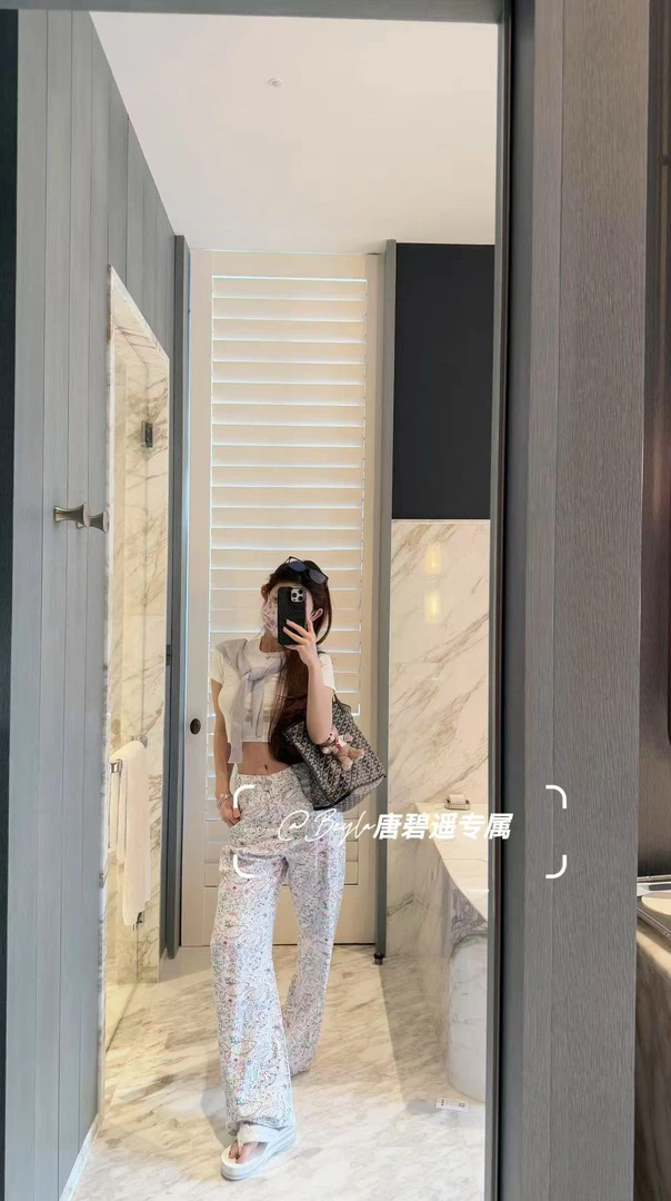 印花薄款直筒裤夏季阔腿裤长裤卡通风高腰显瘦牛仔裤百搭复古