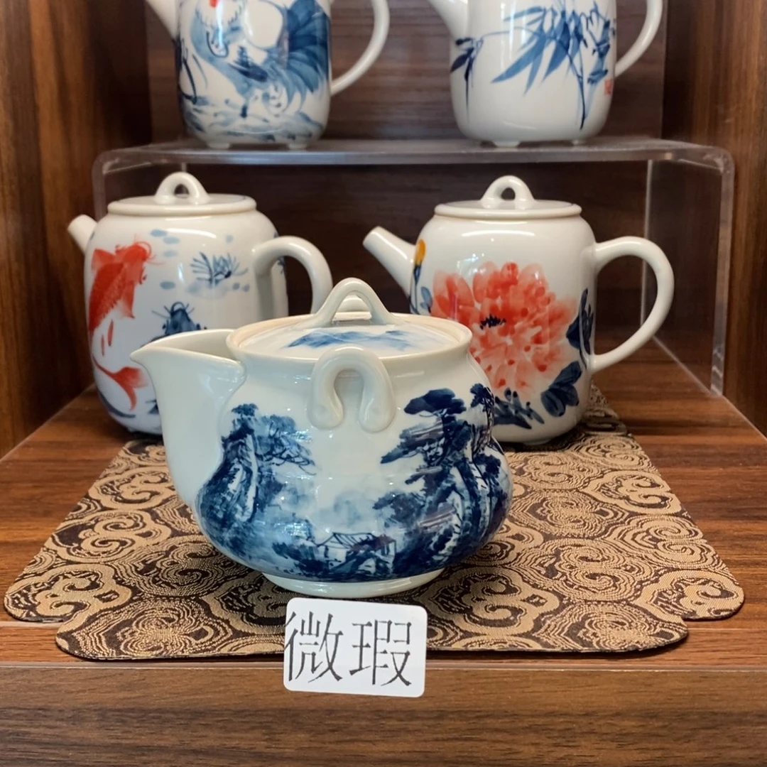 釉下手绘茶具微瑕