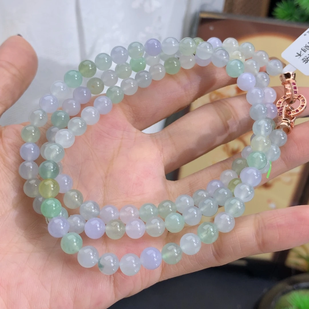 翡翠未镶嵌手串卡6冰胶马卡龙项链