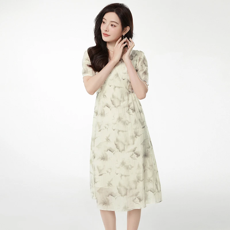 A700温婉大气中长裙高腰裙子连衣裙女2025夏52MW0A0007