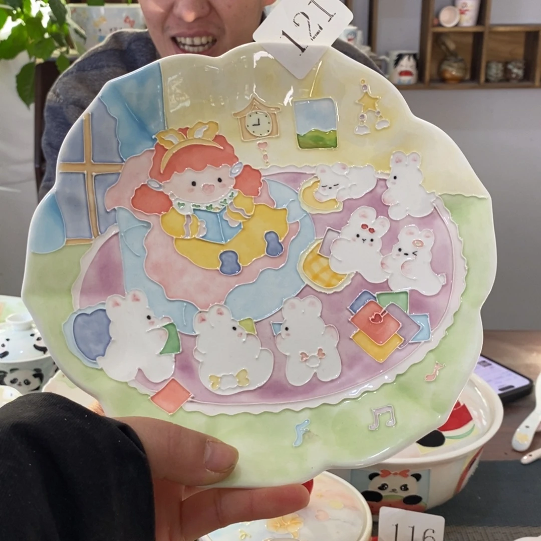 ****瓷片景德镇釉下彩手绘