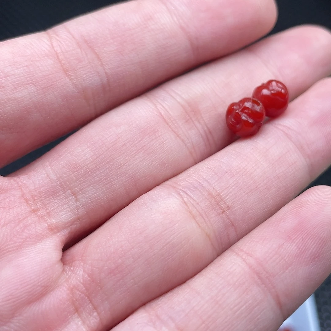 南红玛瑙6号 7mm柿子红佛头一组2颗未镶嵌