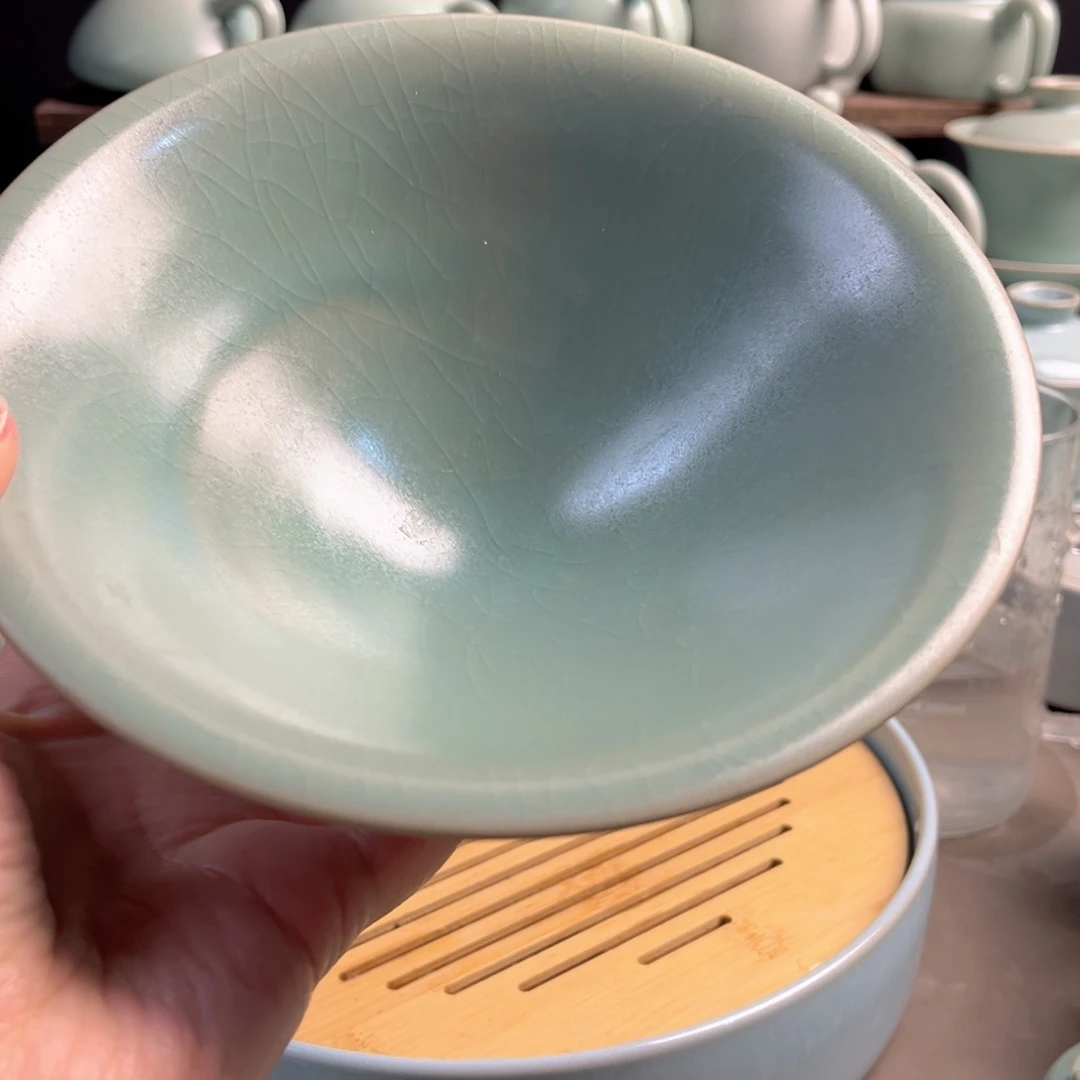 摆件陶瓷仿古釉纯手工斗笠碗原矿