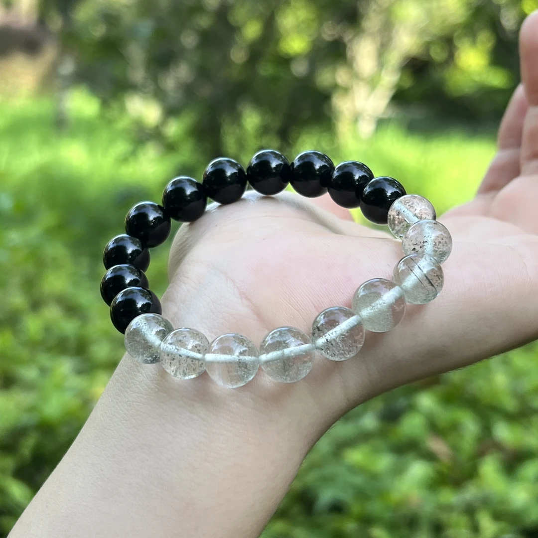 【水木】正品绿幽灵黑曜石手链男女情侣款手串百搭设计款多样性发一
