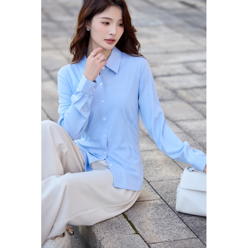 霍总推荐22-56-1职业衬衫女长袖白色免烫商务工作服显瘦气质衬衣