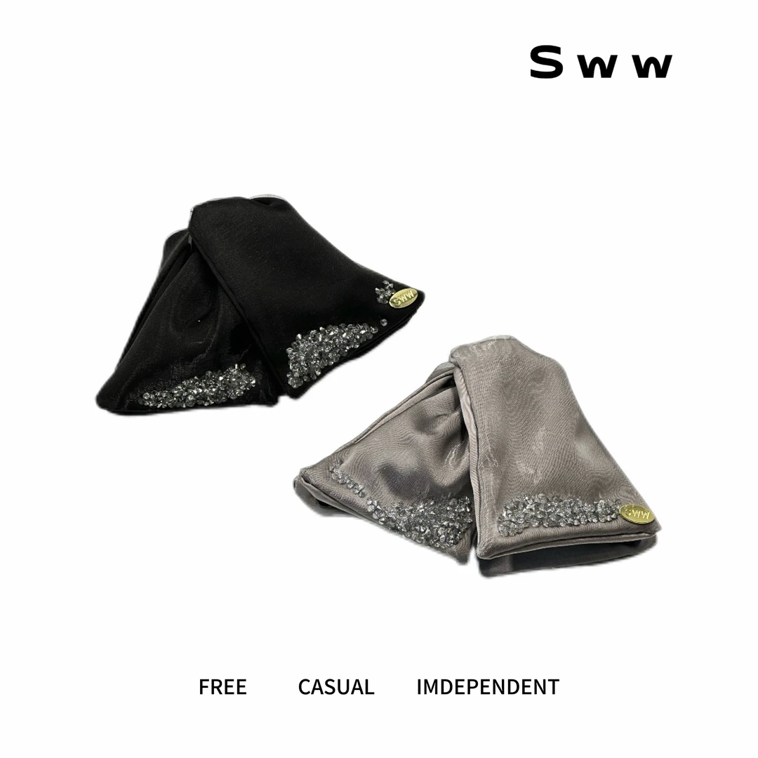 SWW高级感水钻网纱贝壳三角抓夹后脑勺夹夹头型饱满发夹