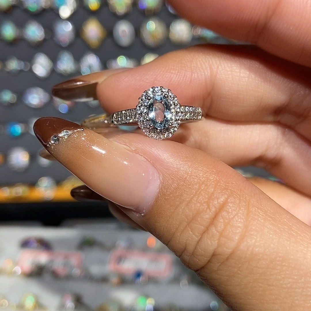 戒指海蓝宝石银S925镶嵌【不退不换 君子协议 慎重下单】