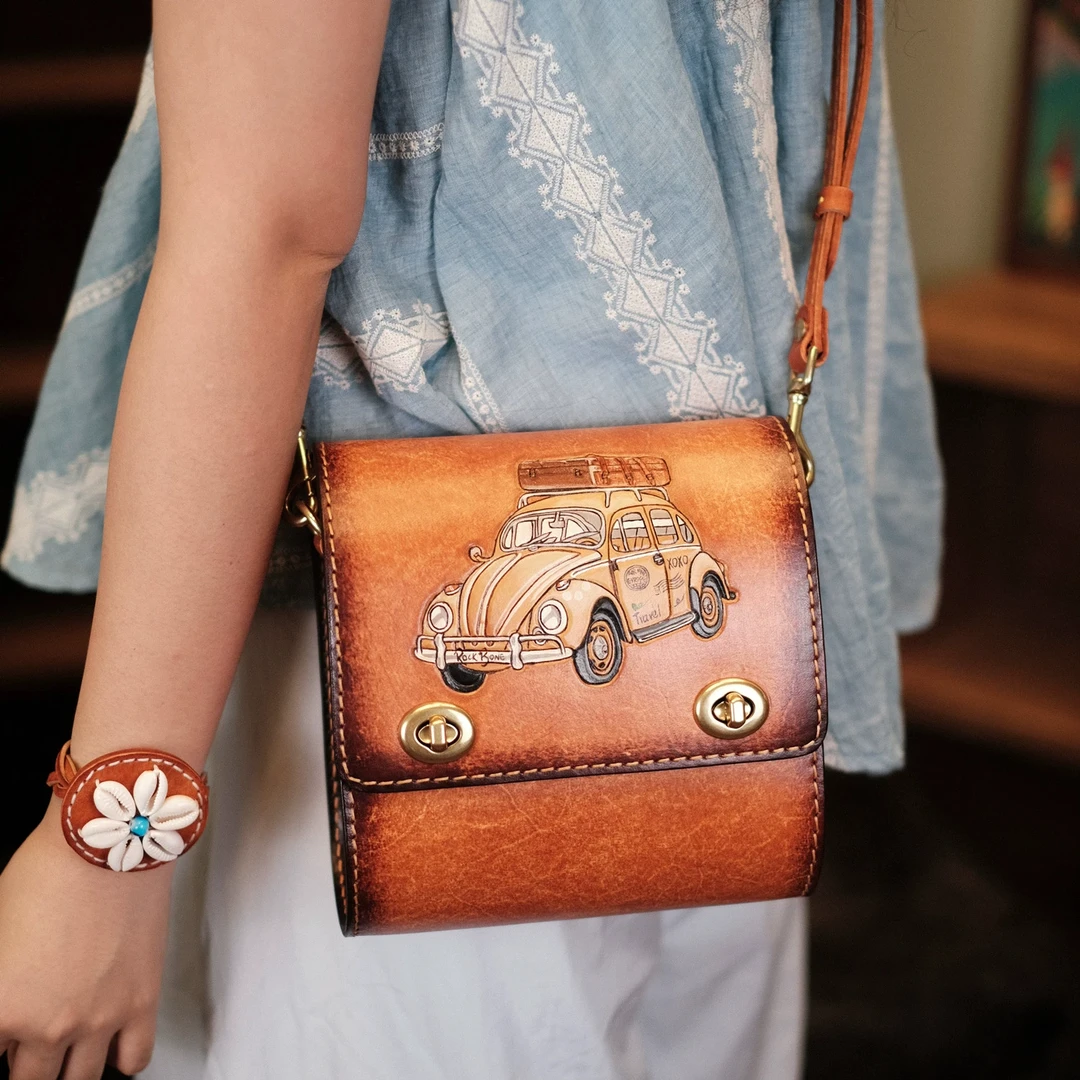 2025夏季新款【赛道单肩包】岩骨独立设计 进口植鞣革 皮雕手工包