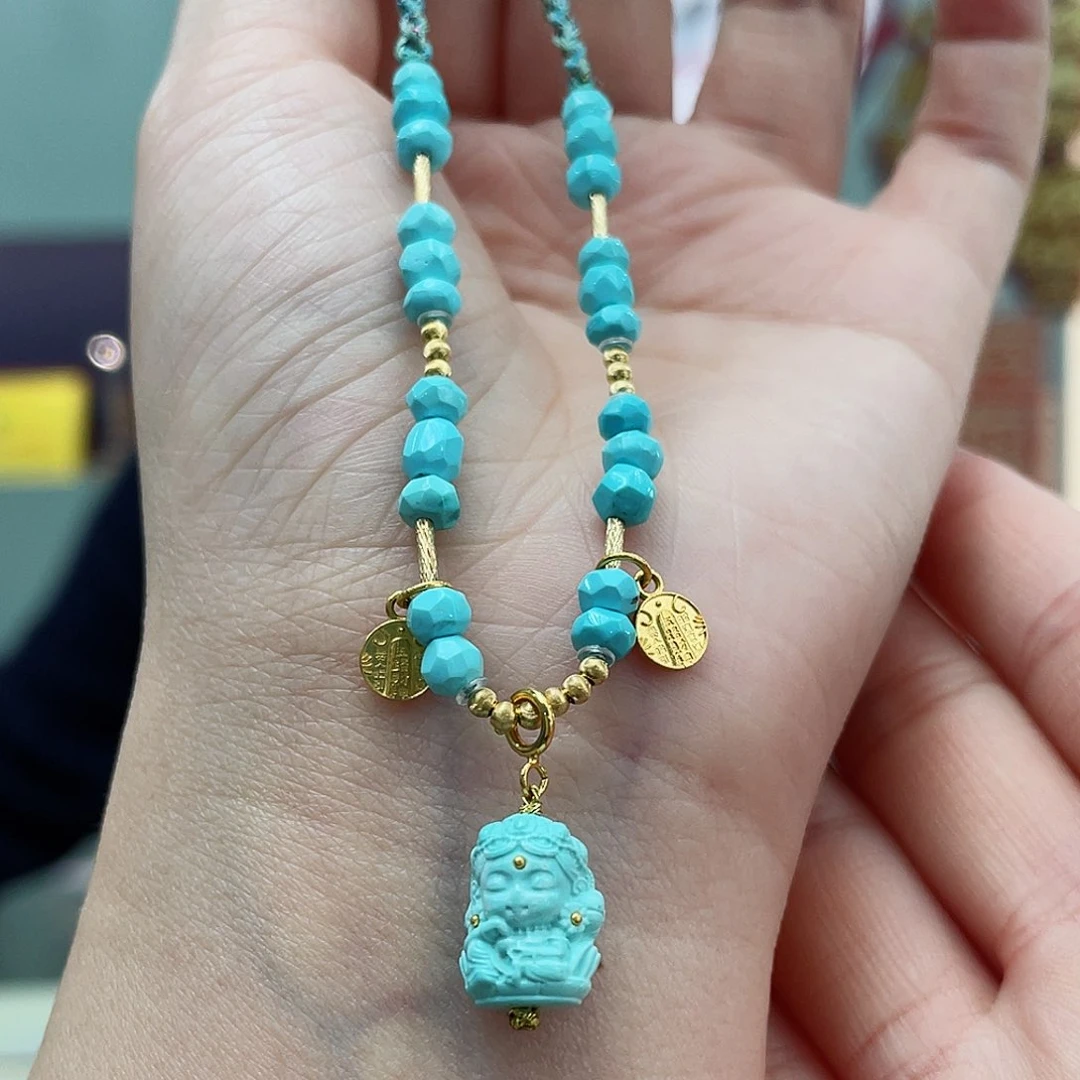 绿松石颈饰18K金镶嵌