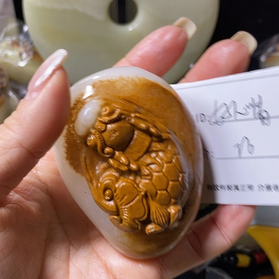 石材好*情古青石手把件