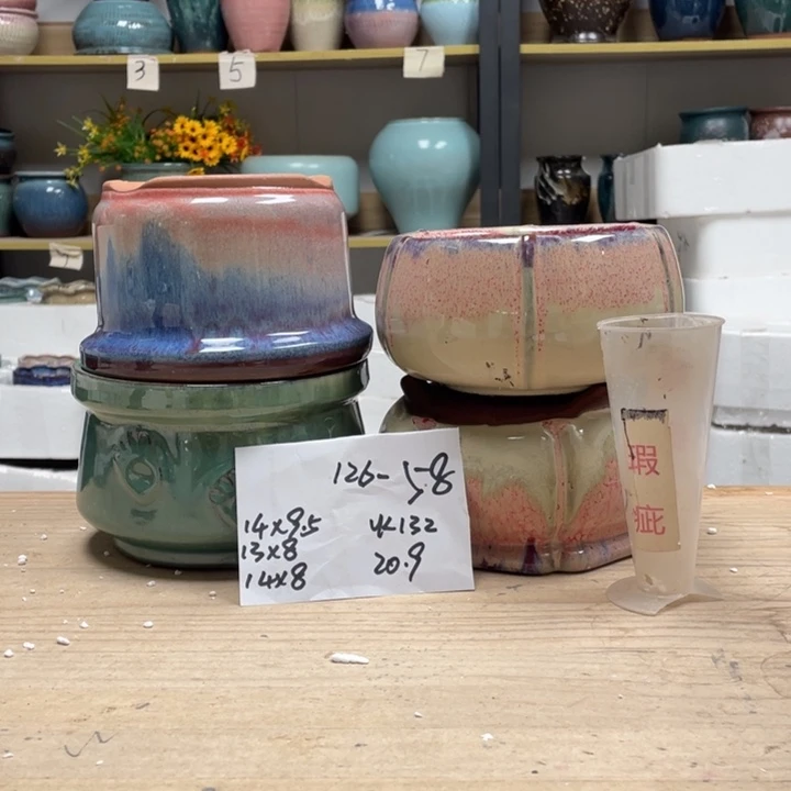 紫砂花盆柠****?多肉花盆微瑕58