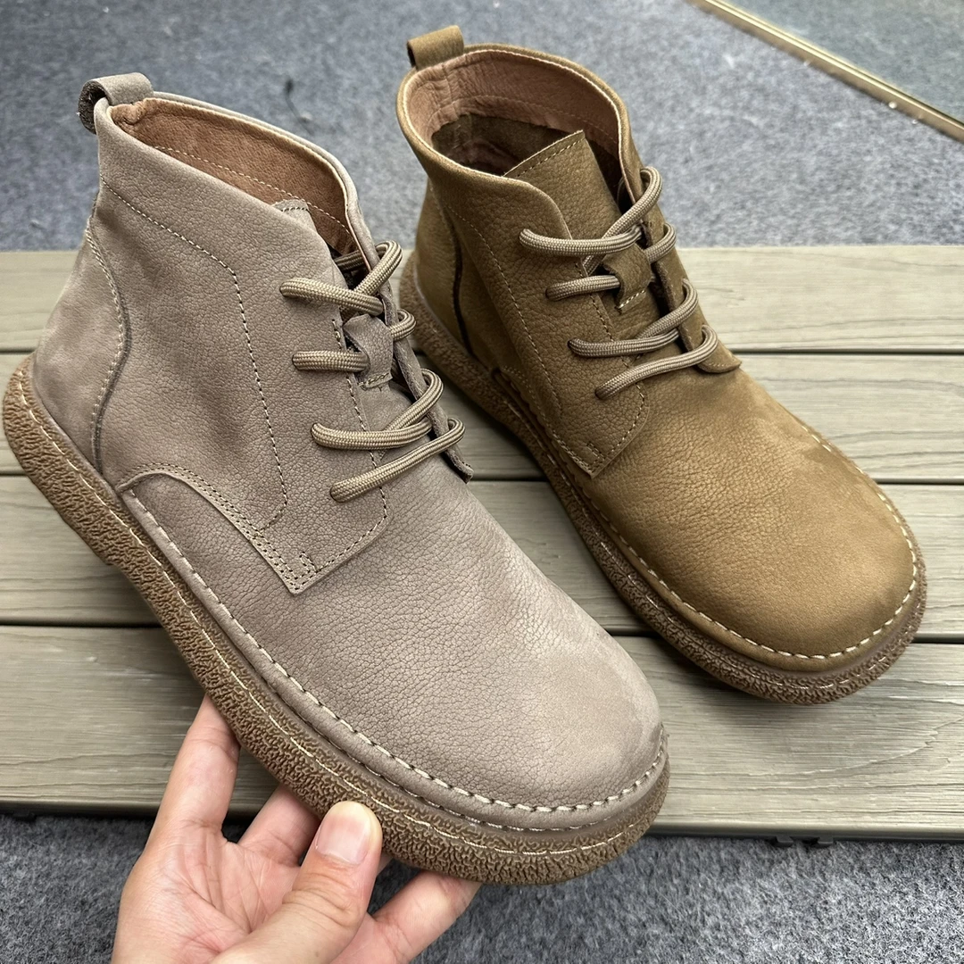 ICCLEK男女同款中帮马丁靴2025秋冬季新款头层软皮休闲透气皮鞋