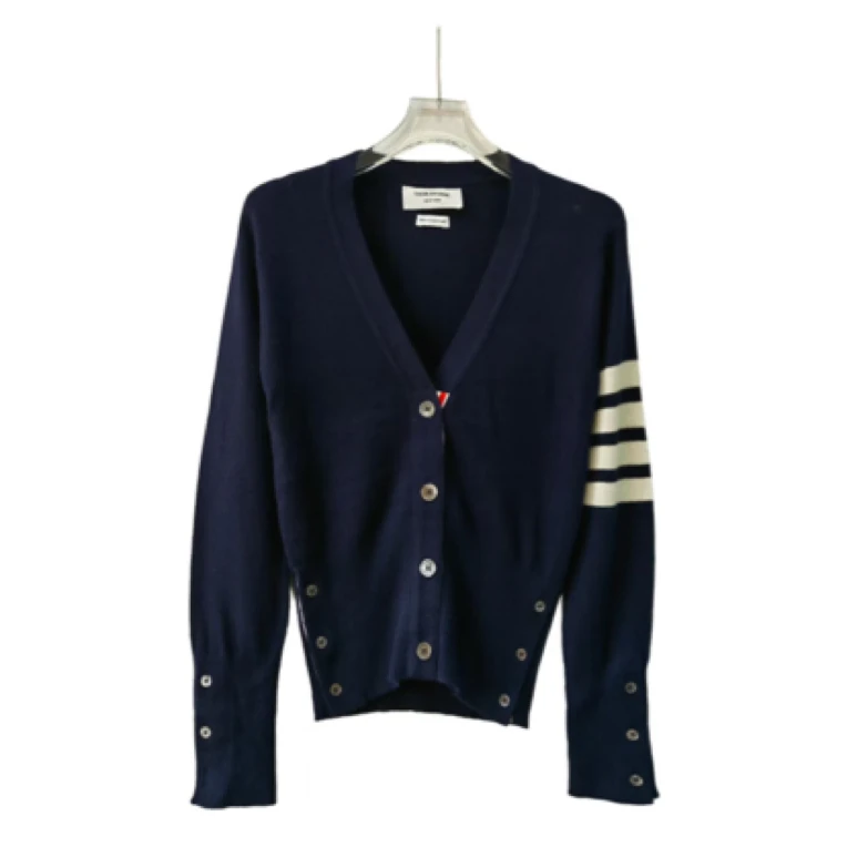 99新 THOMBROWNE 001322 Thom Browne 蓝色羊绒针织开衫 1码