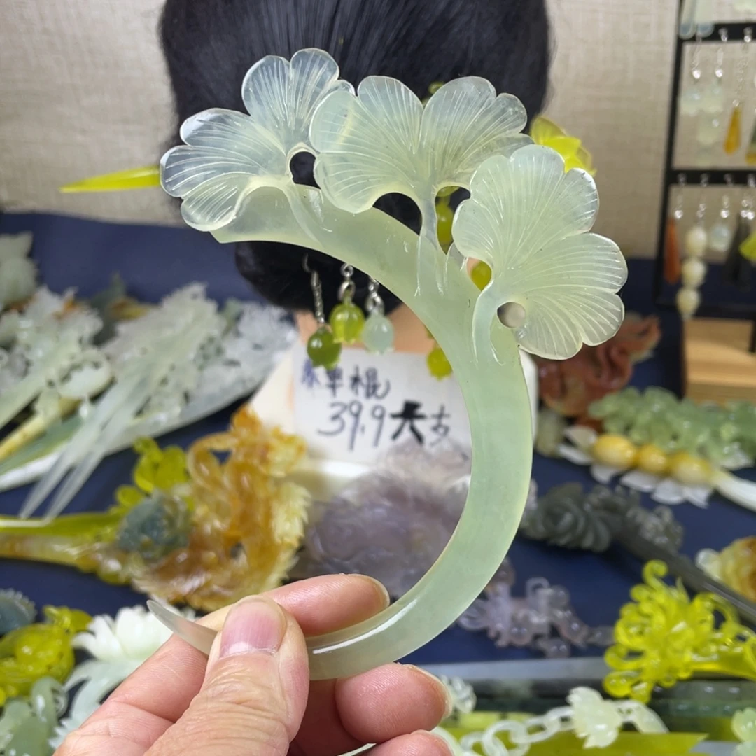 蛇纹石玉未镶嵌发饰