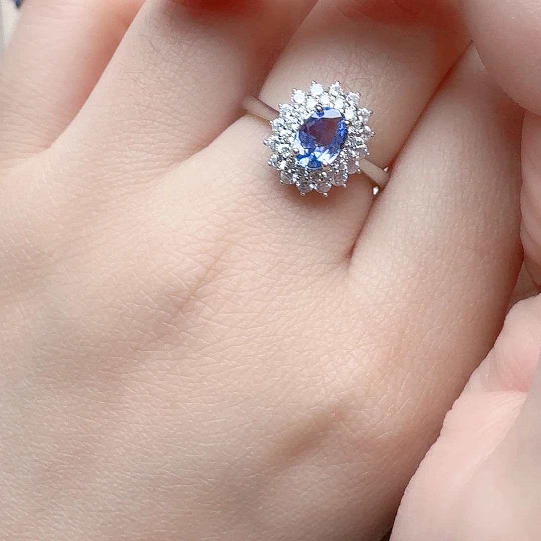 坦桑石戒指银S925镶嵌戒指