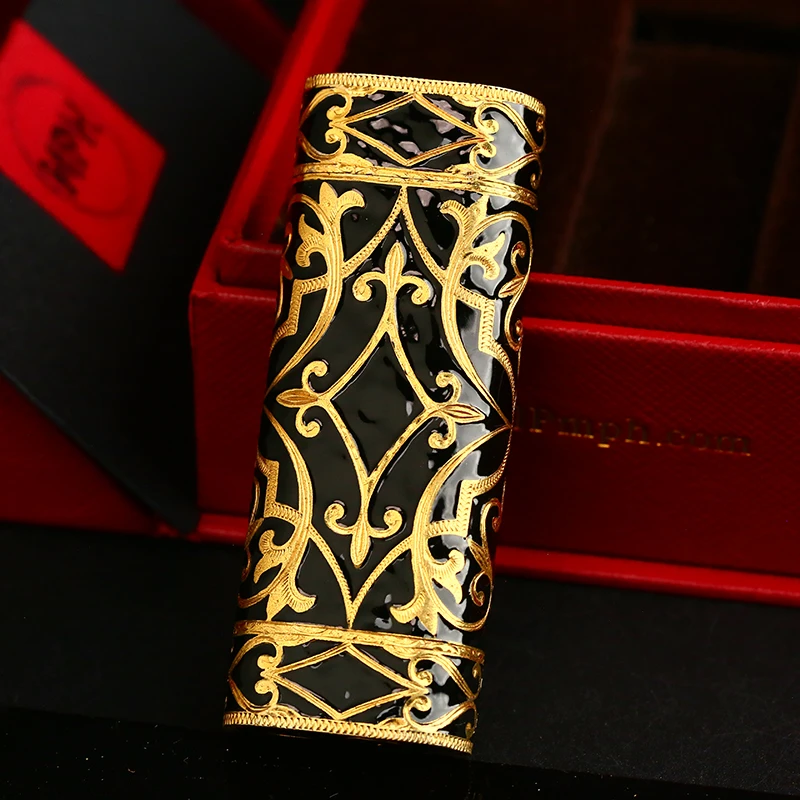 充气打火机间金黑色漆面宫廷风珐琅彩长款圆柱男士送礼现货复古