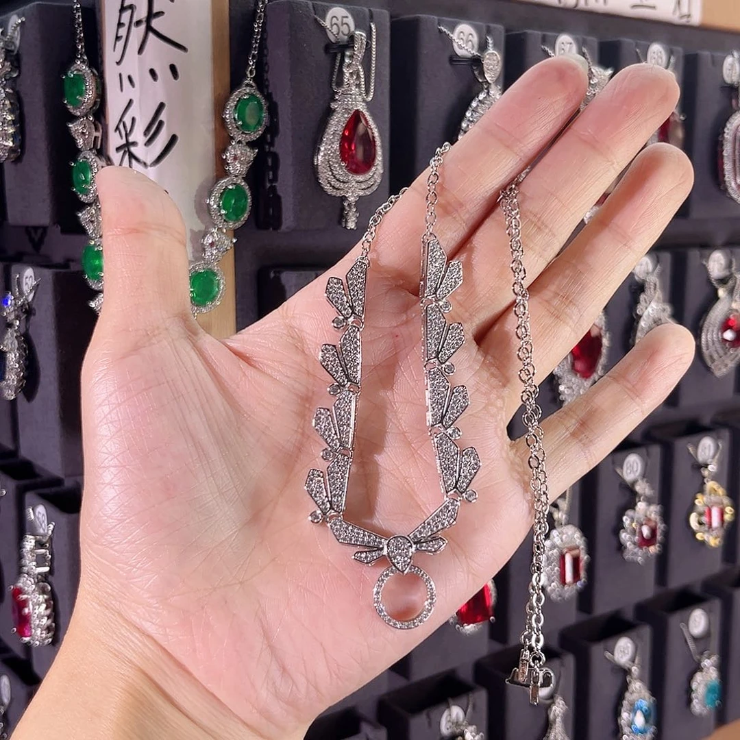 颈饰蓝宝石银S925镶嵌万能链