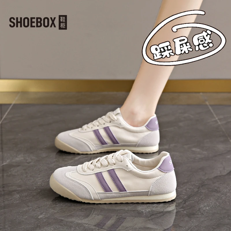 达芙妮旗下鞋柜小众时尚德训鞋女2025新款平底运动小白鞋阿甘鞋