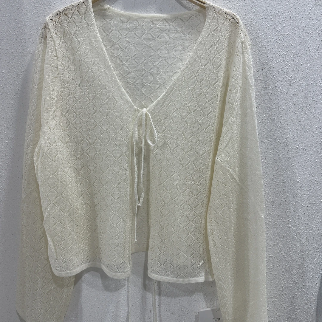 ［姸姐优选］DM8126.宽松型常规款镂空毛针织衫气质女装长袖轻奢