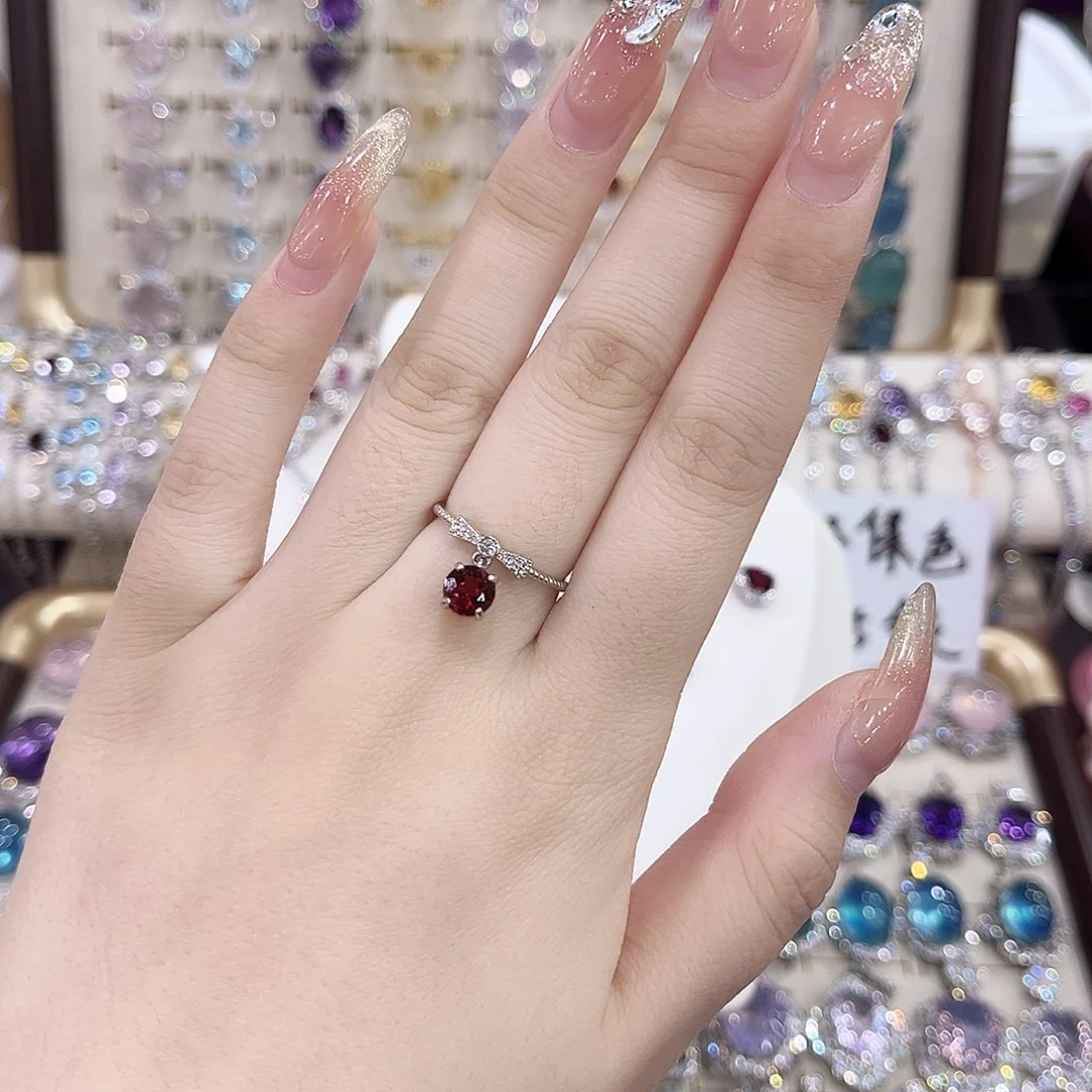 黄晶戒指银S925镶嵌