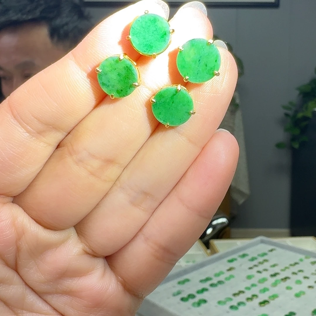 翡翠银S925镶嵌耳饰多样性发货其一